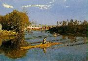 Thomas Eakins Max Schmitt in a single scull oil painting on canvas
